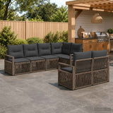 vidaXL Garden Lounge Set 7 pcs 7-Seater Black poly rattan