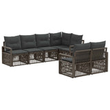 vidaXL Garden Lounge Set 7 pcs 7-Seater Black poly rattan