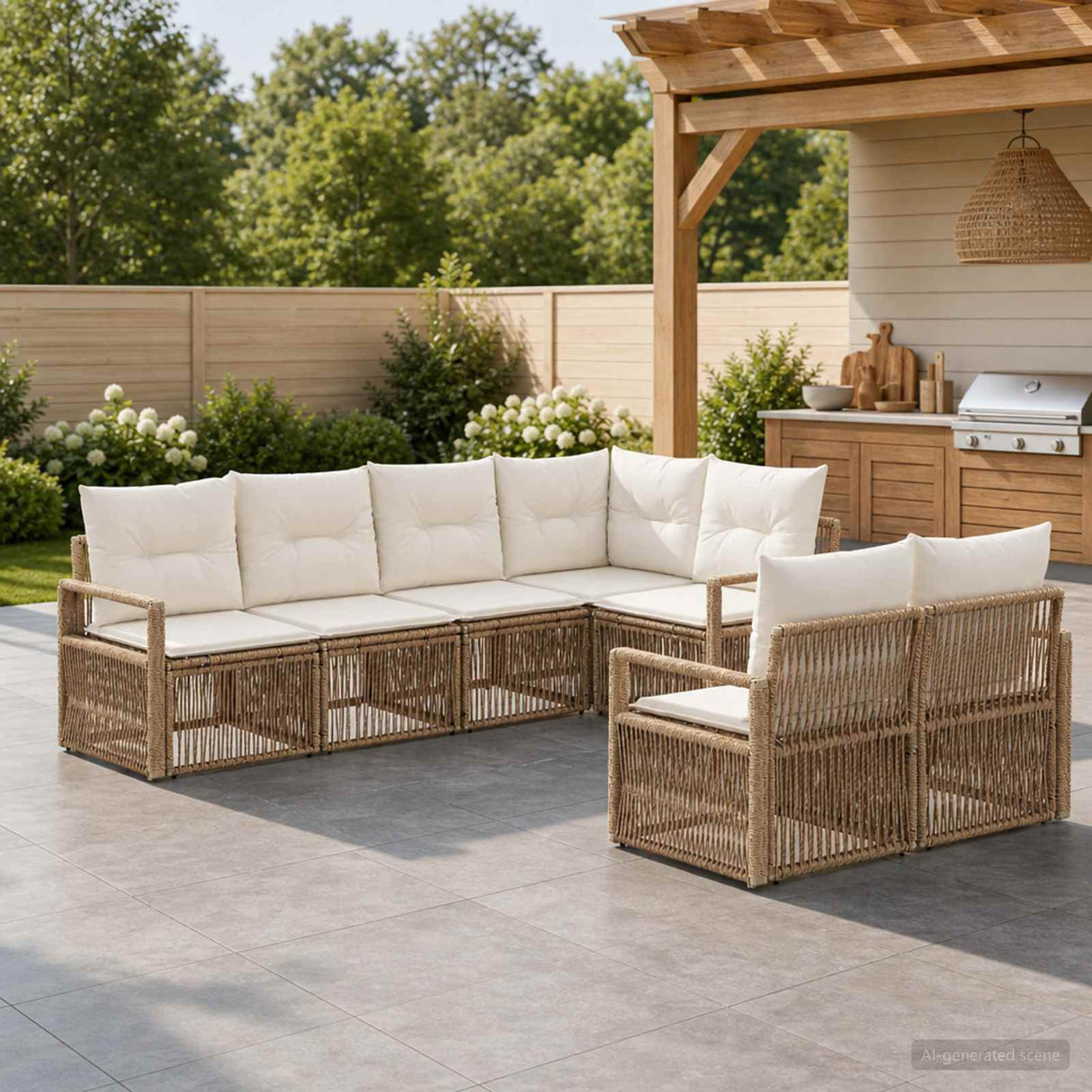 vidaXL Garden Lounge Set 7 pcs 7-Seater Black poly rattan