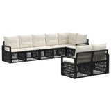 vidaXL Tuinbank Set 9 pcs Zwart poly rattan