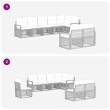 vidaXL Tuinbank Set 9 pcs Zwart poly rattan
