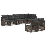 vidaXL Tuinbank Set 9 pcs Zwart poly rattan