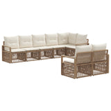 vidaXL Tuinbank Set 9 pcs Zwart poly rattan
