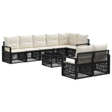 vidaXL Tuinbank Set 9 pcs Zwart poly rattan