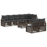 vidaXL Tuinbank Set 9 pcs Zwart poly rattan