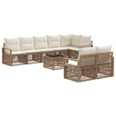 vidaXL Tuinbank Set 9 pcs Zwart poly rattan