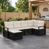 vidaXL Garden Sofa Set 7 pcs Black Poly Rattan