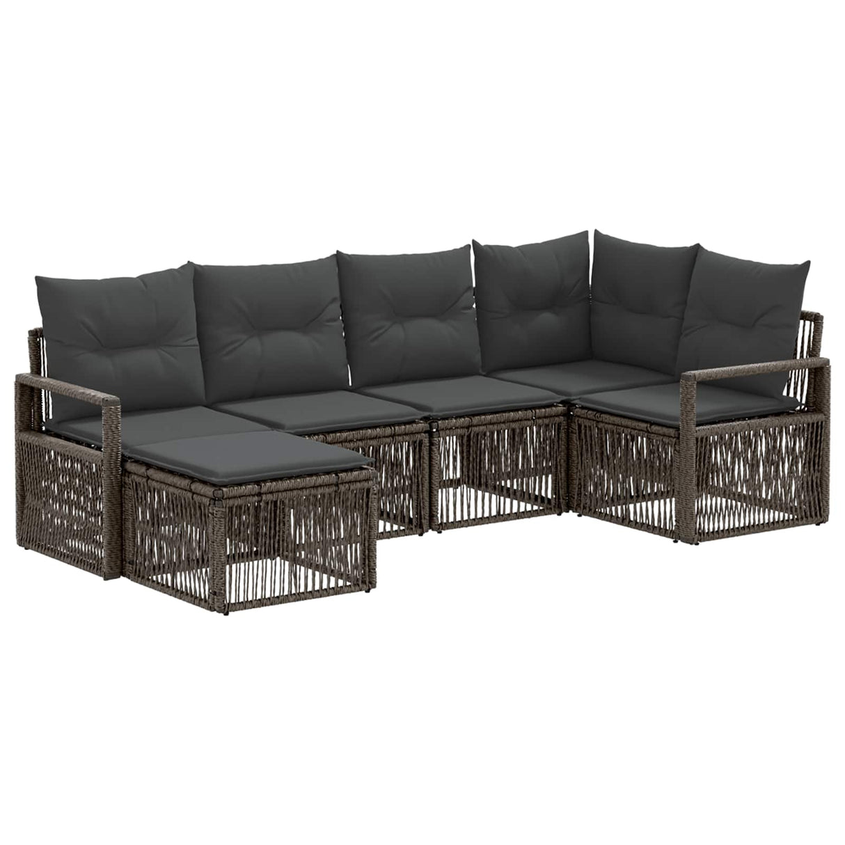 vidaXL Garden Sofa Set 7 pcs Black Poly Rattan
