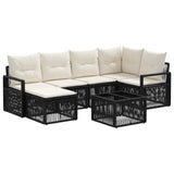 vidaXL Garden Sofa Set 7 pcs Black Poly Rattan