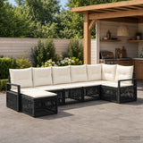 vidaXL Tuinbank Set 8 pcs Zwart poly rattan