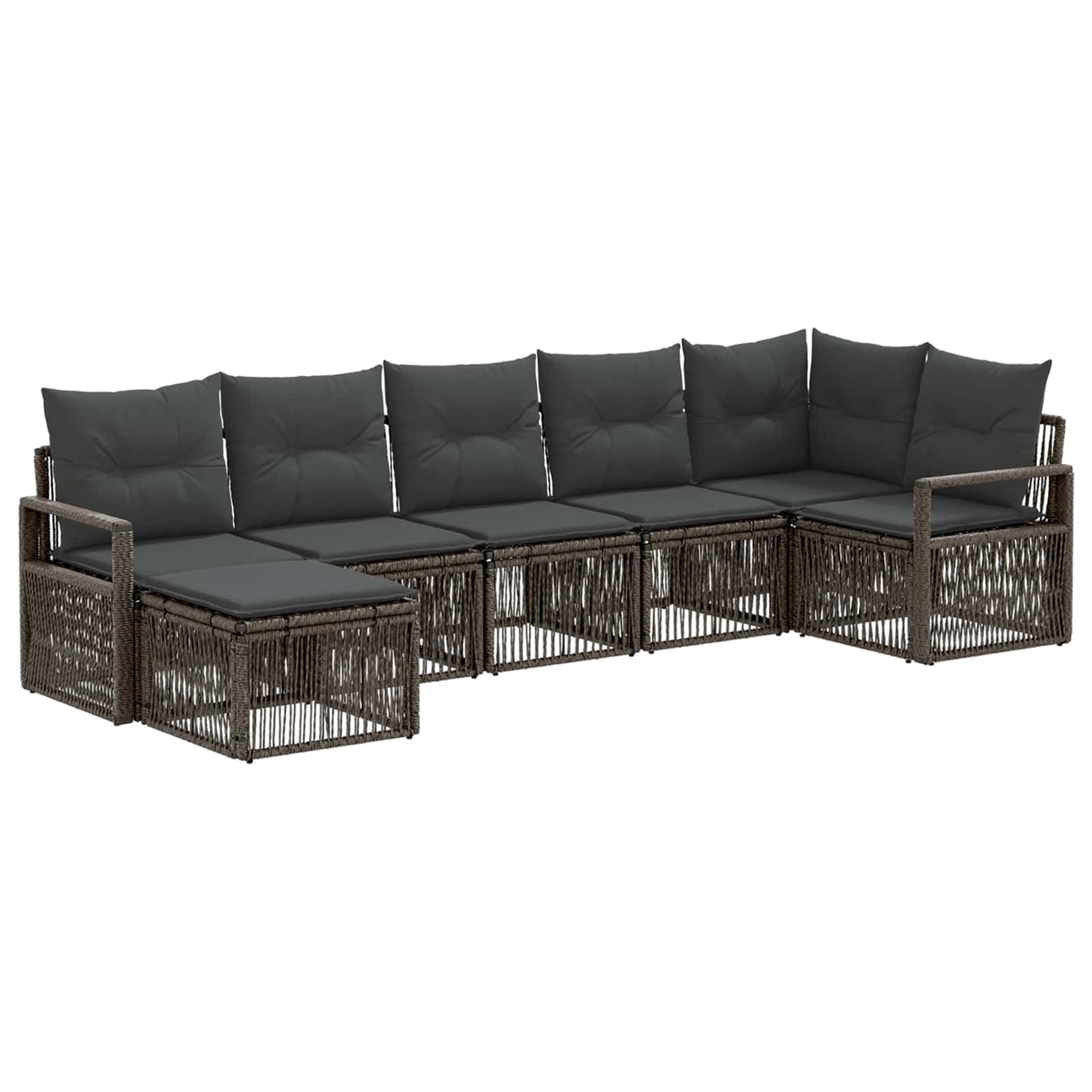 vidaXL Tuinbank Set 8 pcs Zwart poly rattan