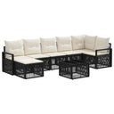 vidaXL Tuinbank Set 8 pcs Zwart poly rattan