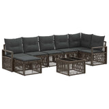 vidaXL Tuinbank Set 8 pcs Zwart poly rattan