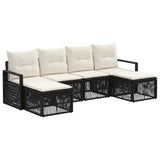 vidaXL Tuinbank Set 7 pcs Zwart poly rattan