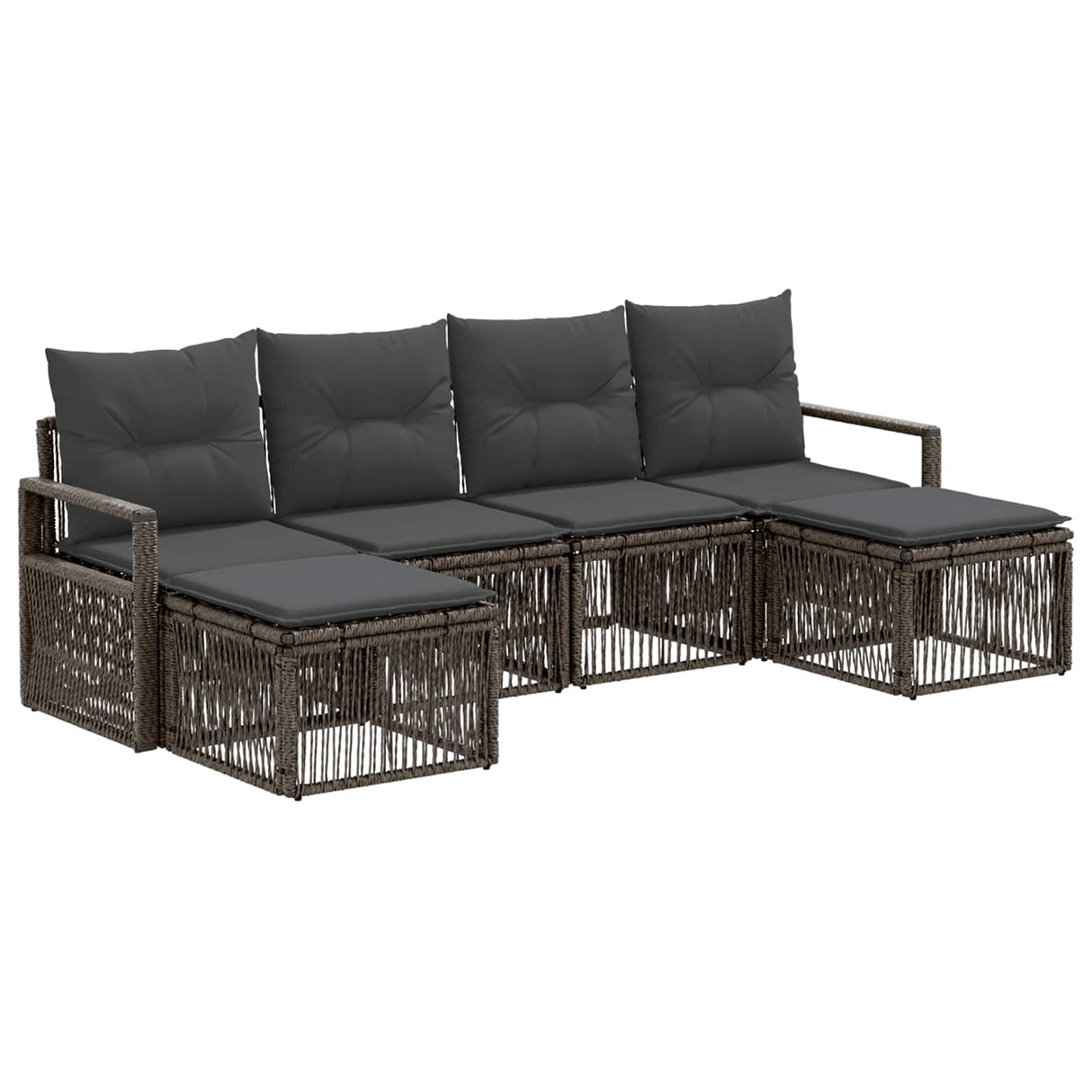 vidaXL Tuinbank Set 7 pcs Zwart poly rattan