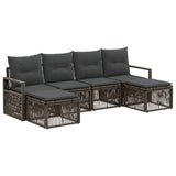 vidaXL Tuinbank Set 7 pcs Zwart poly rattan