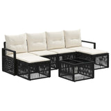 vidaXL Tuinbank Set 7 pcs Zwart poly rattan
