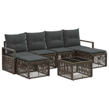 vidaXL Tuinbank Set 7 pcs Zwart poly rattan
