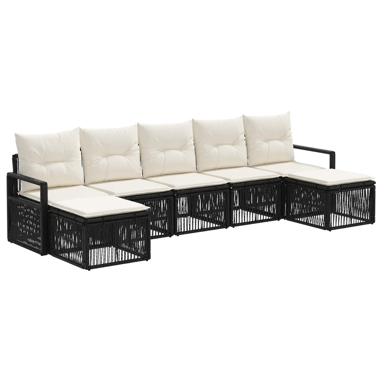 vidaXL Garden Sofa Set 8 Pieces Black Poly Rattan