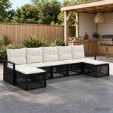 vidaXL Garden Sofa Set 8 Pieces Black Poly Rattan