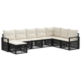 vidaXL Tuinbank Set 9 pcs Zwart poly rattan