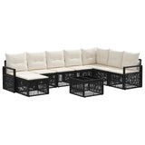 vidaXL Tuinbank Set 9 pcs Zwart poly rattan
