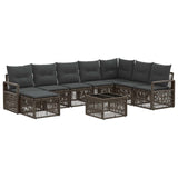 vidaXL Tuinbank Set 9 pcs Zwart poly rattan