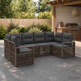 vidaXL Garden Bench Set 6 pcs 6-Seater Black poly rattan
