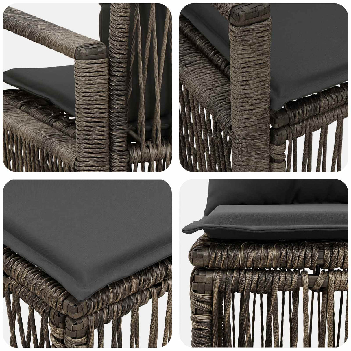 vidaXL Garden Bench Set 6 pcs 6-Seater Black poly rattan