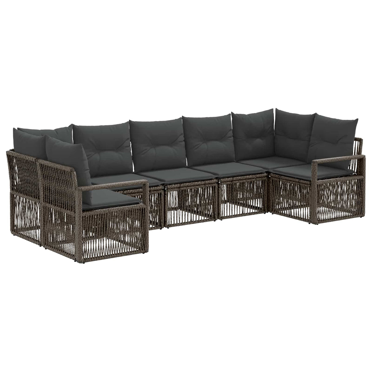 vidaXL Garden Sofa Set 7 pcs 7-Seater Black poly rattan