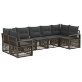 vidaXL Garden Sofa Set 7 pcs 7-Seater Black poly rattan