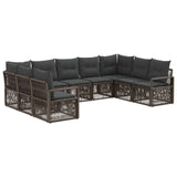 vidaXL Tuinbank Set 10 pcs Zwart poly rattan