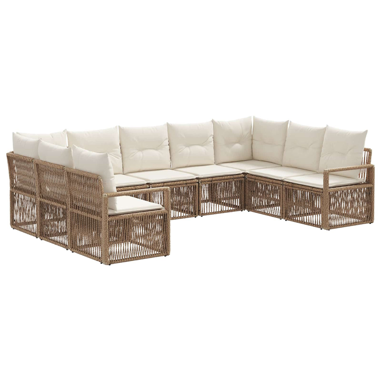 vidaXL Tuinbank Set 10 pcs Zwart poly rattan