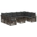 vidaXL Tuinbank Set 10 pcs Zwart poly rattan