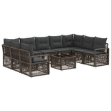 vidaXL Tuinbank Set 10 pcs Zwart poly rattan