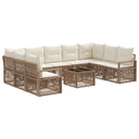 vidaXL Tuinbank Set 10 pcs Zwart poly rattan