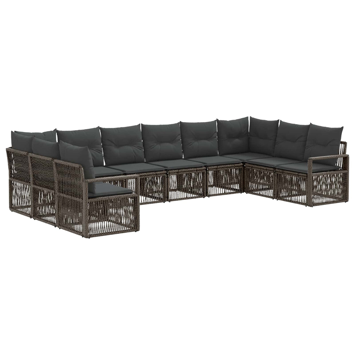 vidaXL Tuinbank Set 11 pcs Zwart poly rattan