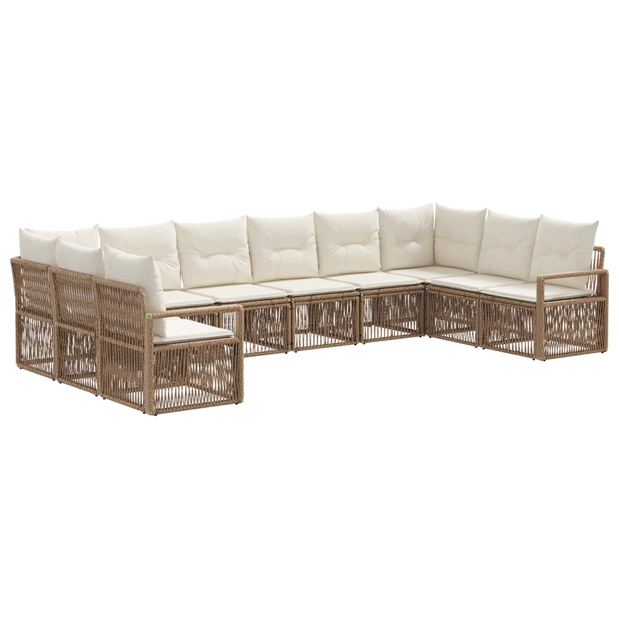 vidaXL Tuinbank Set 11 pcs Zwart poly rattan
