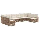 vidaXL Tuinbank Set 11 pcs Zwart poly rattan