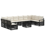 vidaXL Tuinbank Set 11 pcs Zwart poly rattan