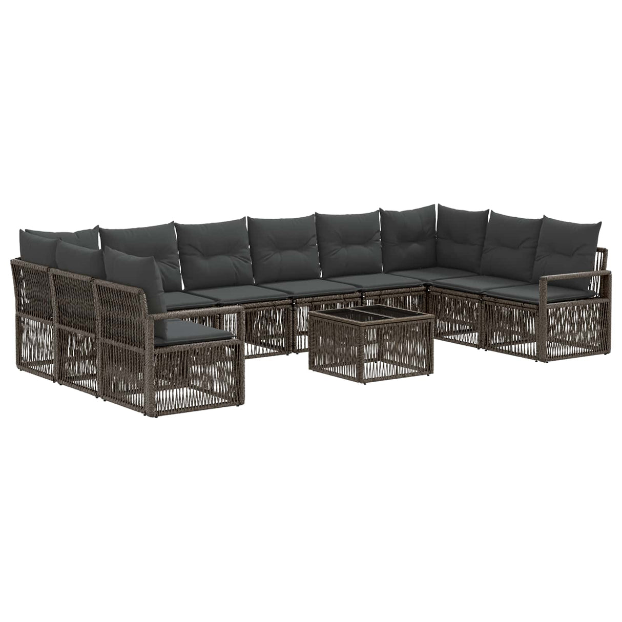 vidaXL Tuinbank Set 11 pcs Zwart poly rattan