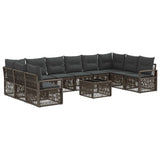 vidaXL Tuinbank Set 11 pcs Zwart poly rattan
