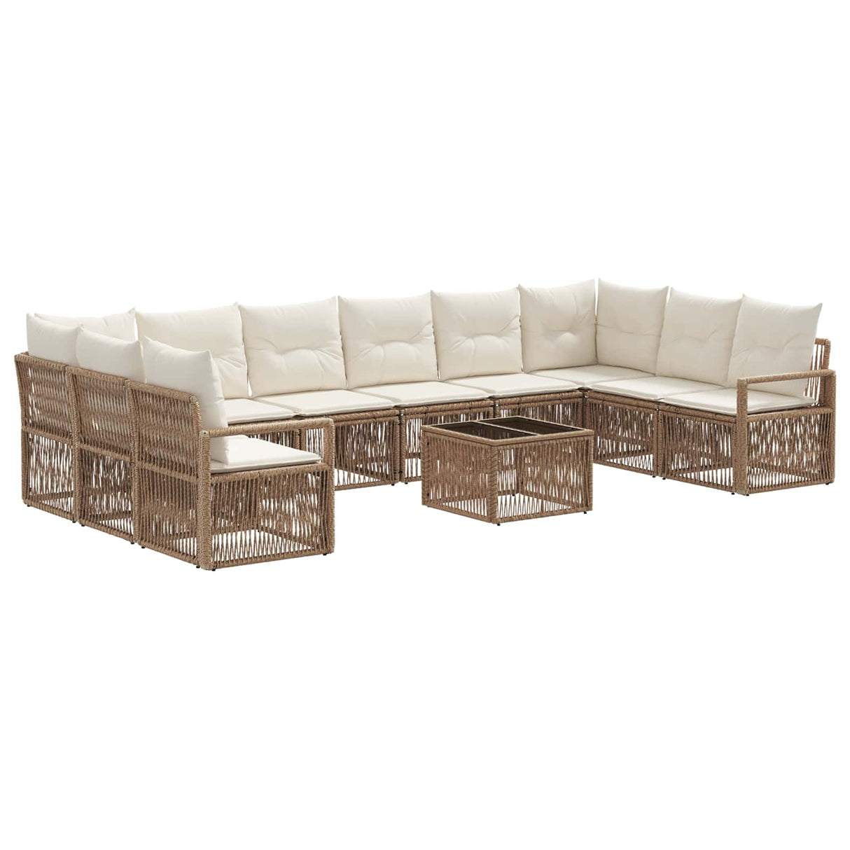 vidaXL Tuinbank Set 11 pcs Zwart poly rattan