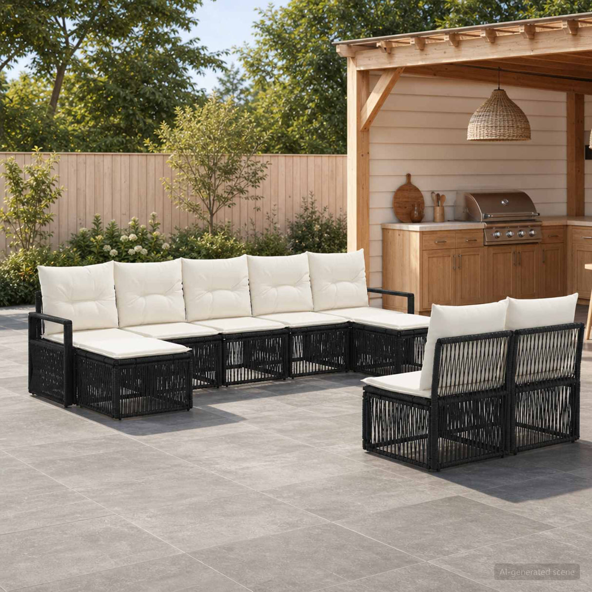vidaXL Garden Sofa Set 10 pcs Black poly rattan