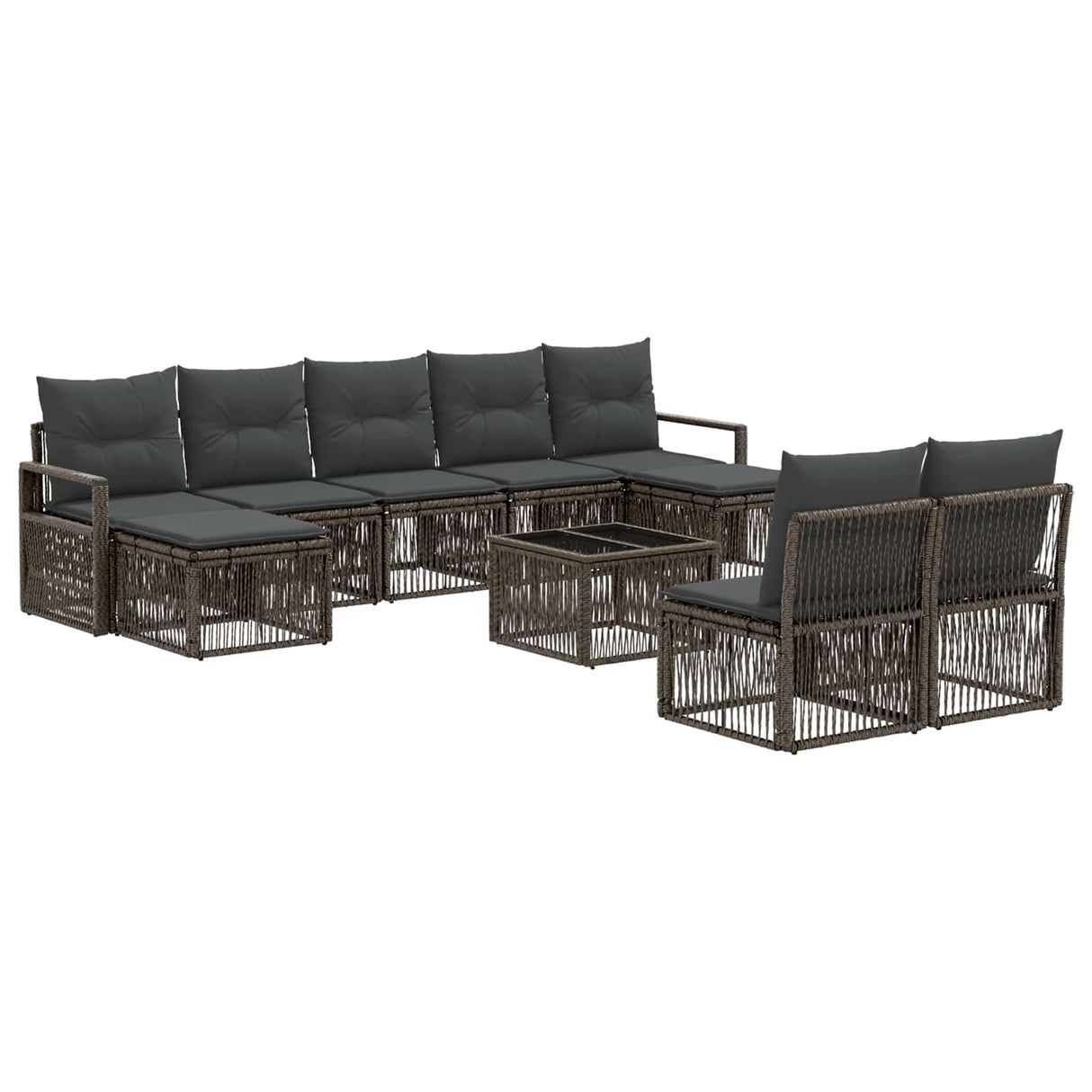 vidaXL Garden Sofa Set 10 pcs Black poly rattan