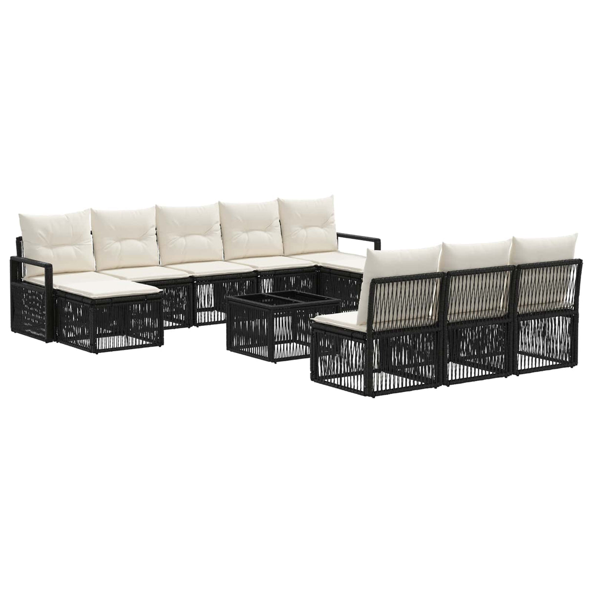 vidaXL Garden Sofa Set 11 pcs Black poly rattan