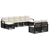 vidaXL Tuinbank Set 10 pcs Zwart poly rattan
