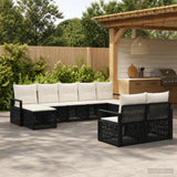 vidaXL Tuinbank Set 10 pcs Zwart poly rattan