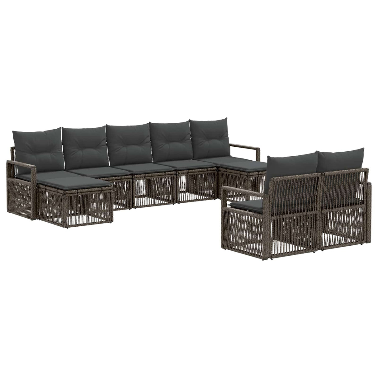 vidaXL Tuinbank Set 10 pcs Zwart poly rattan