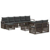 vidaXL Tuinbank Set 10 pcs Zwart poly rattan